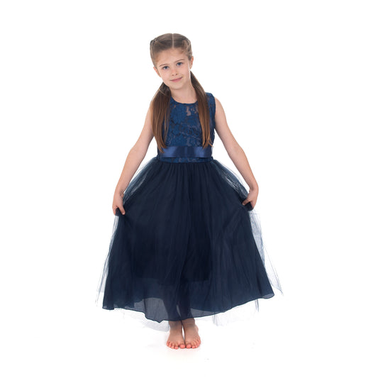 Navy Lace and Ribbon Dress