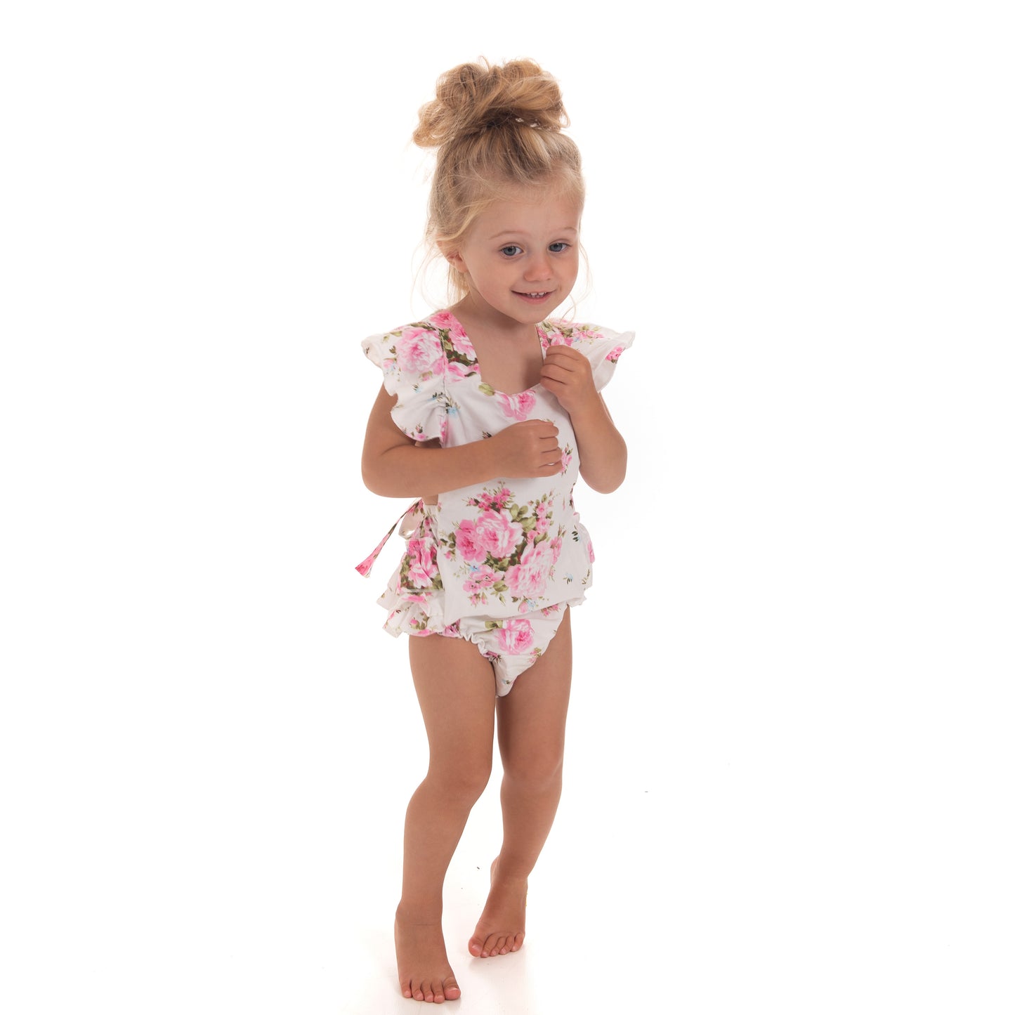 White Pink Floral Romper