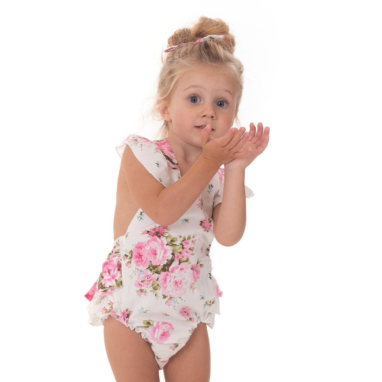 White Pink Floral Romper