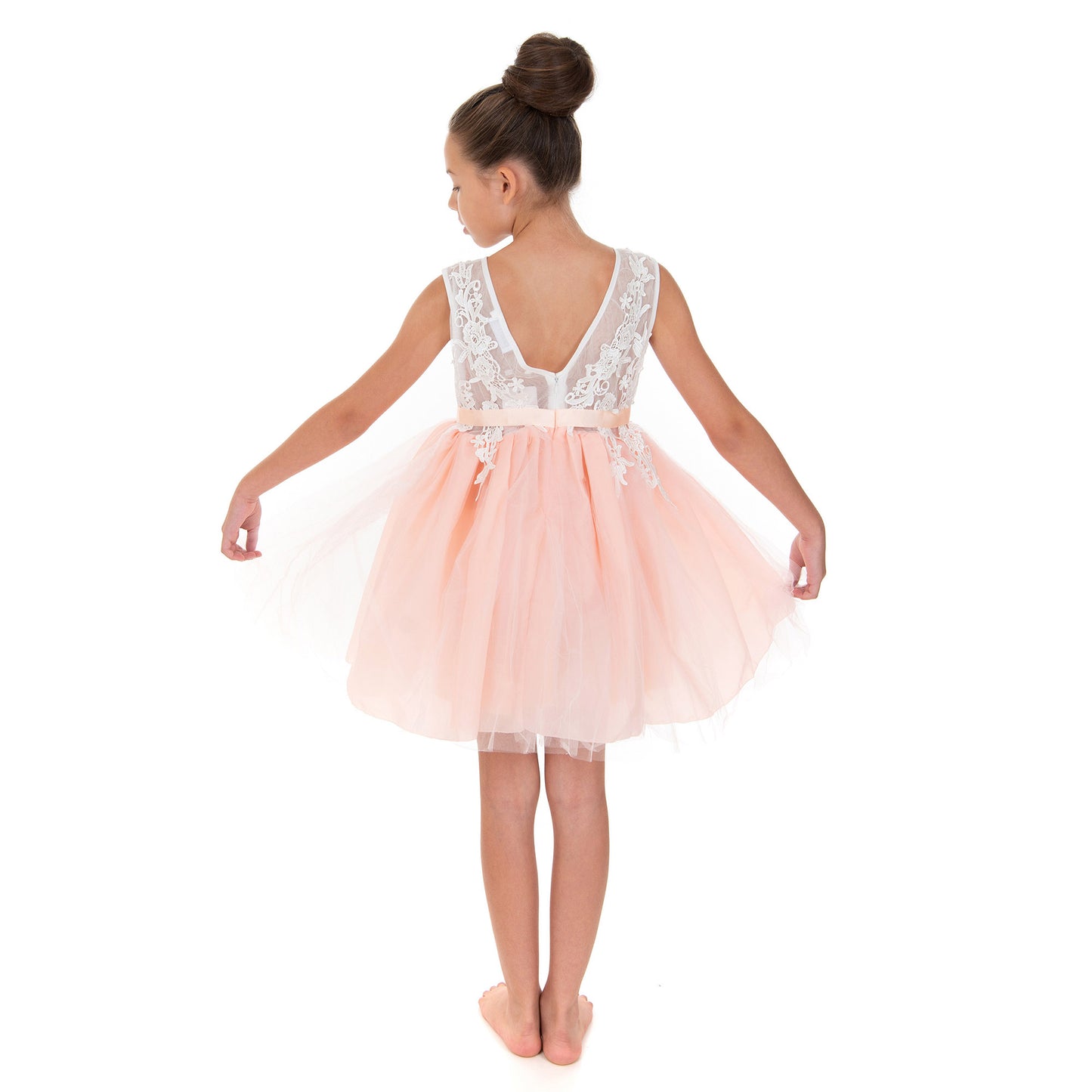 Peach and White Lace Dress