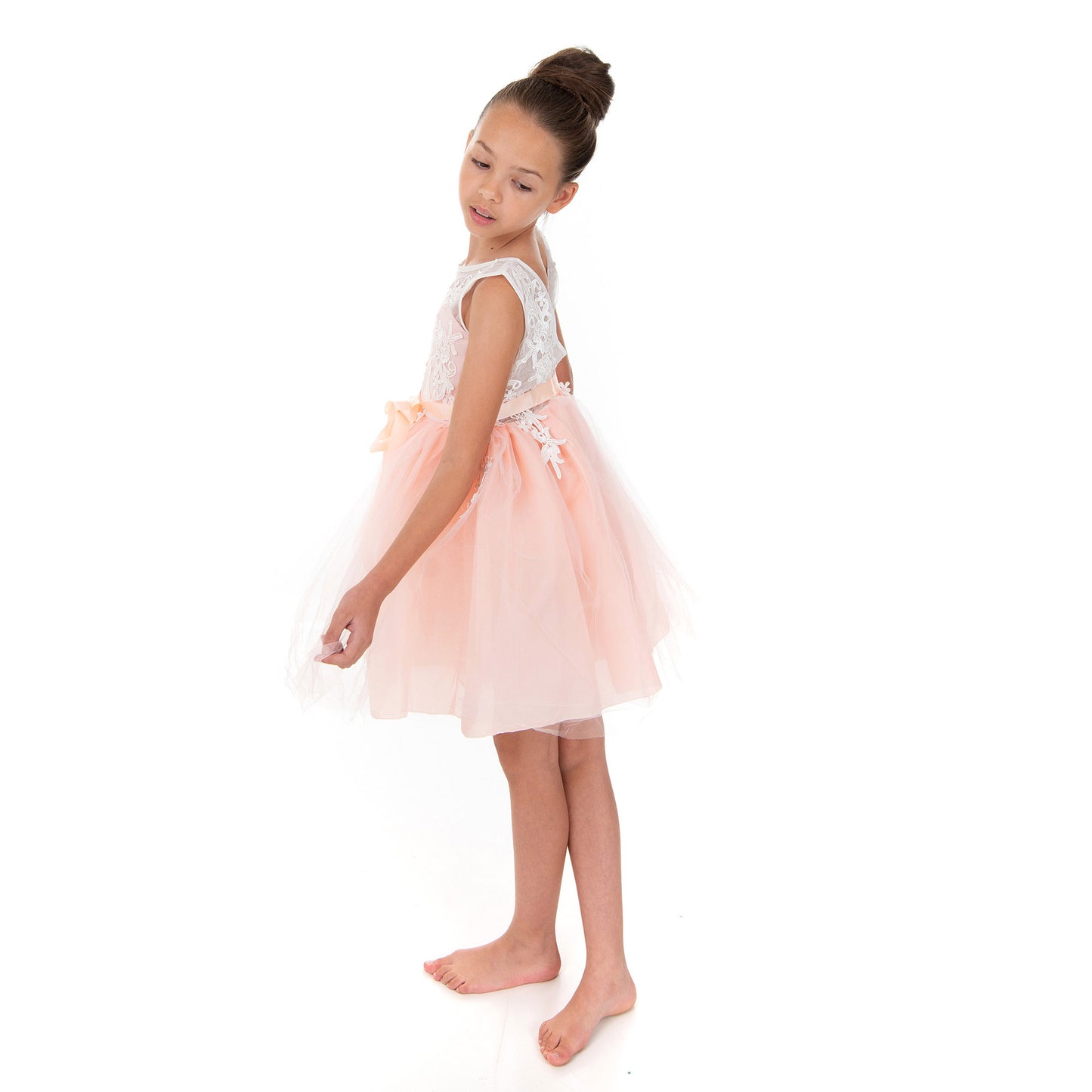 Peach and White Lace Dress