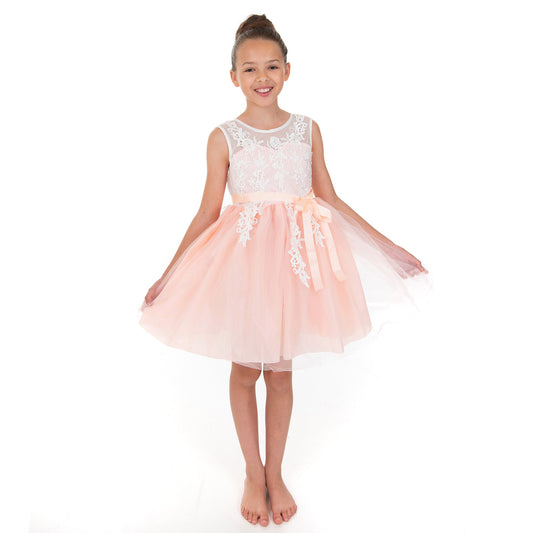 Peach and White Lace Dress