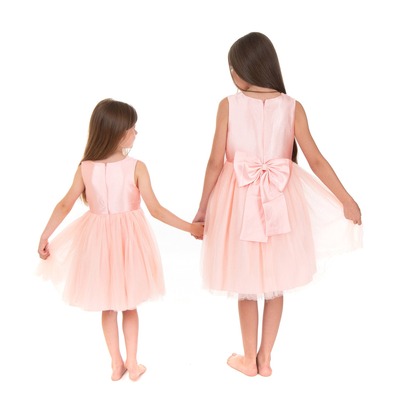 Pink Satin Bead Detail Chiffon Dress