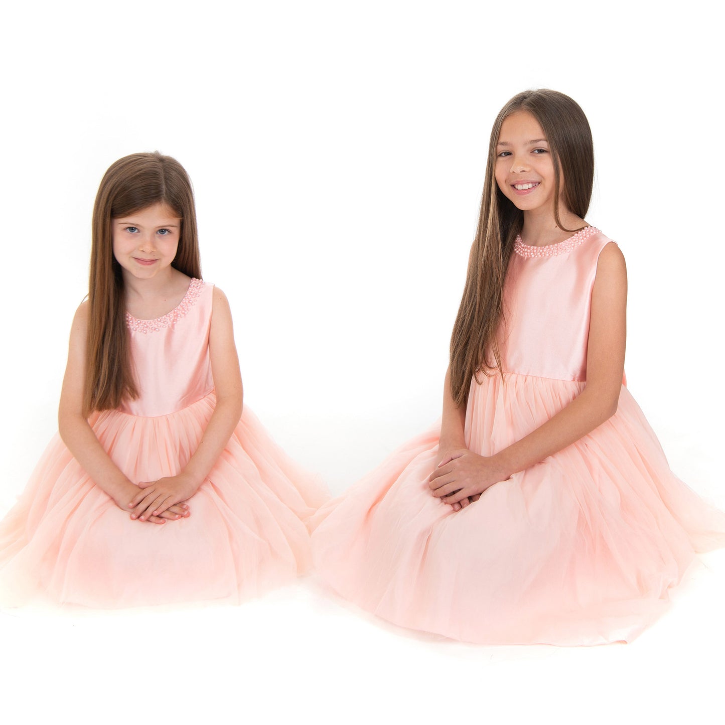 Pink Satin Bead Detail Chiffon Dress
