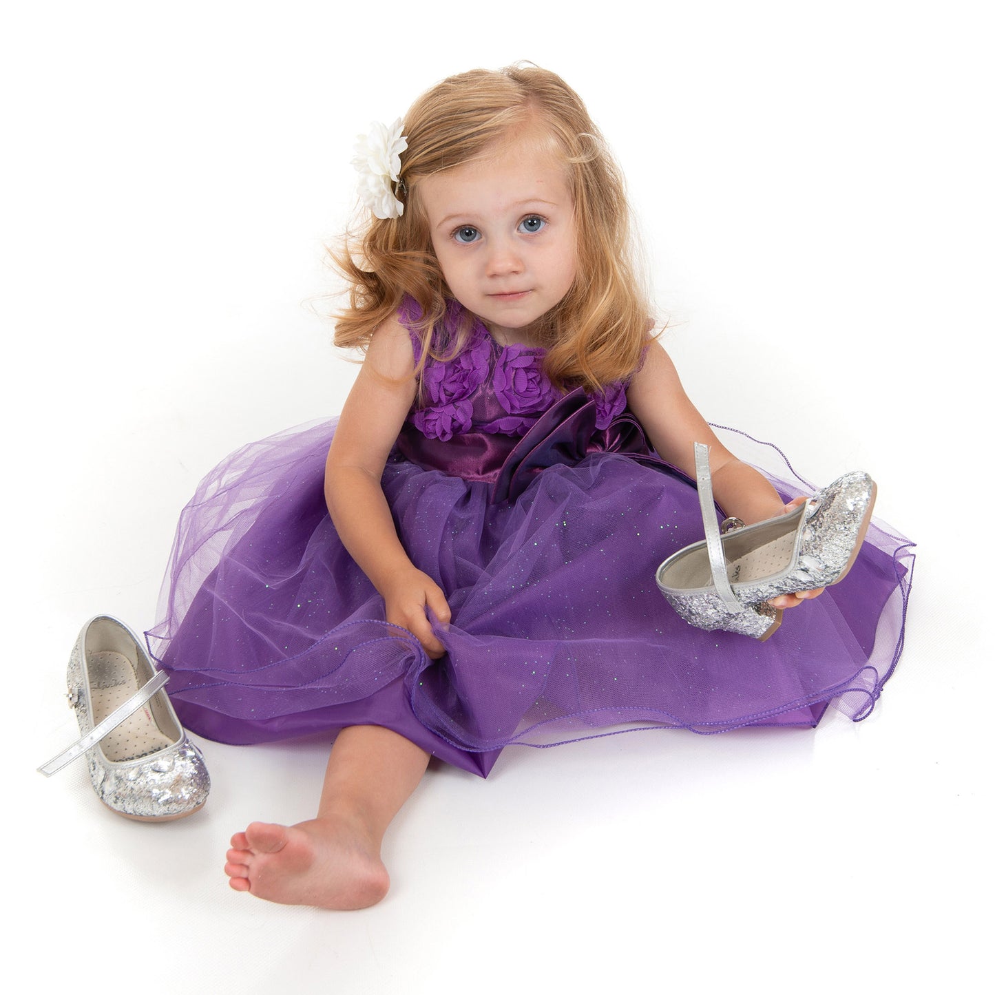 Purple Flower Applique Dress