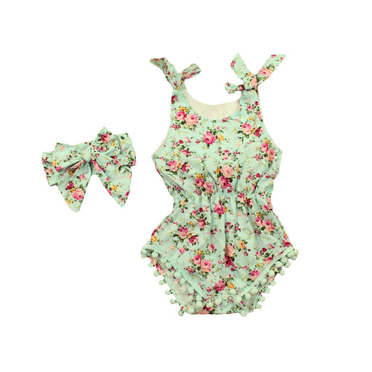 Green Floral Romper