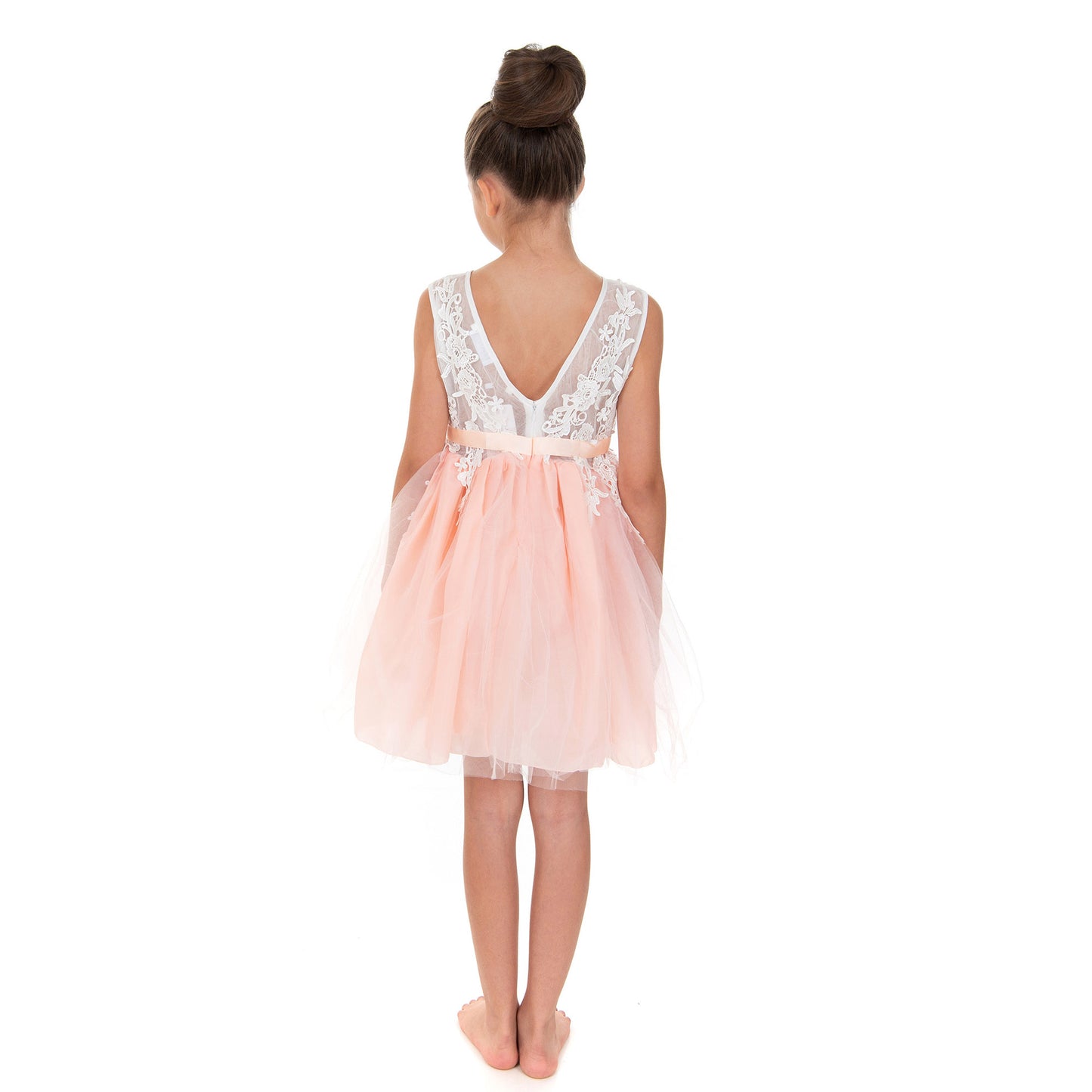 Peach and White Lace Dress