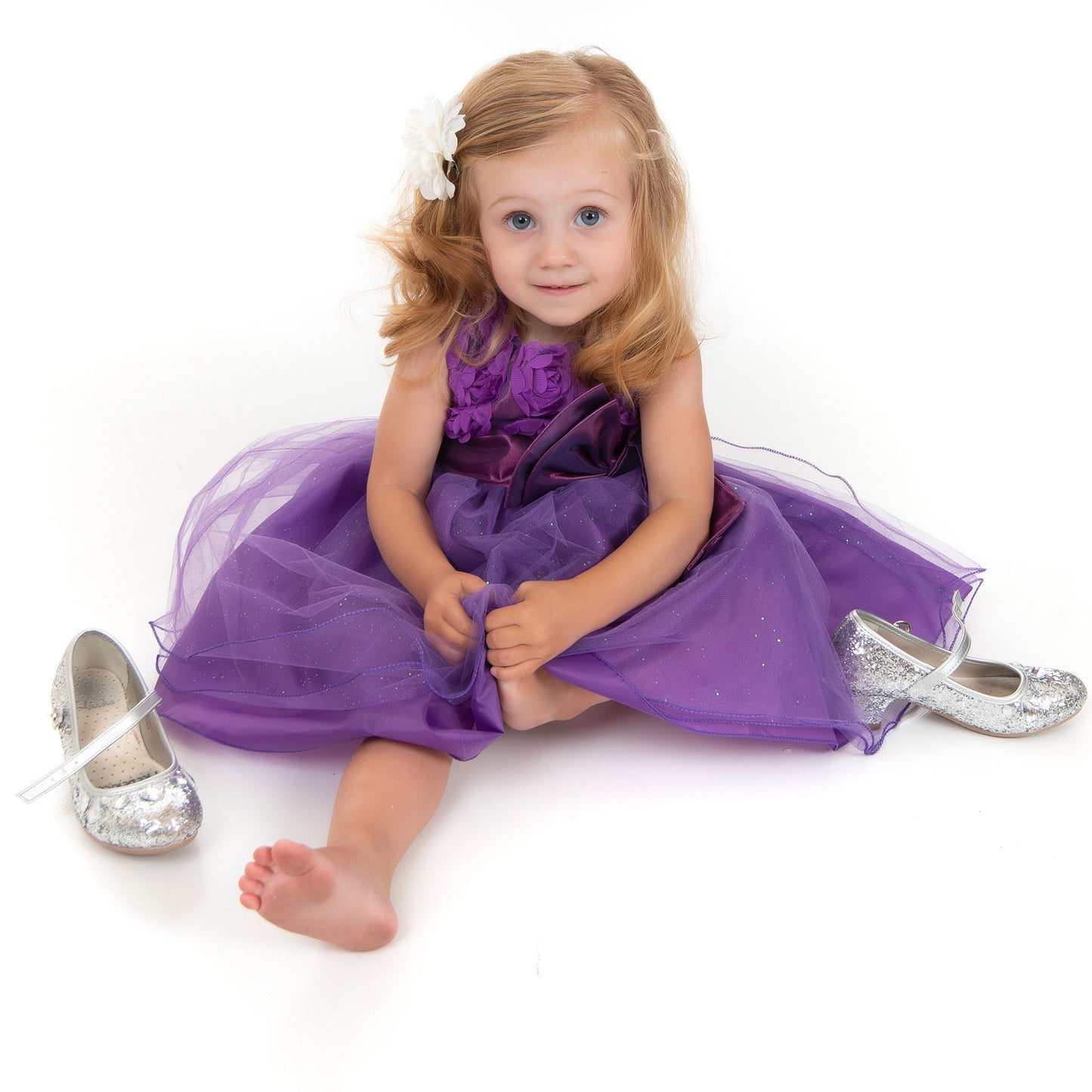 Purple Flower Applique Dress