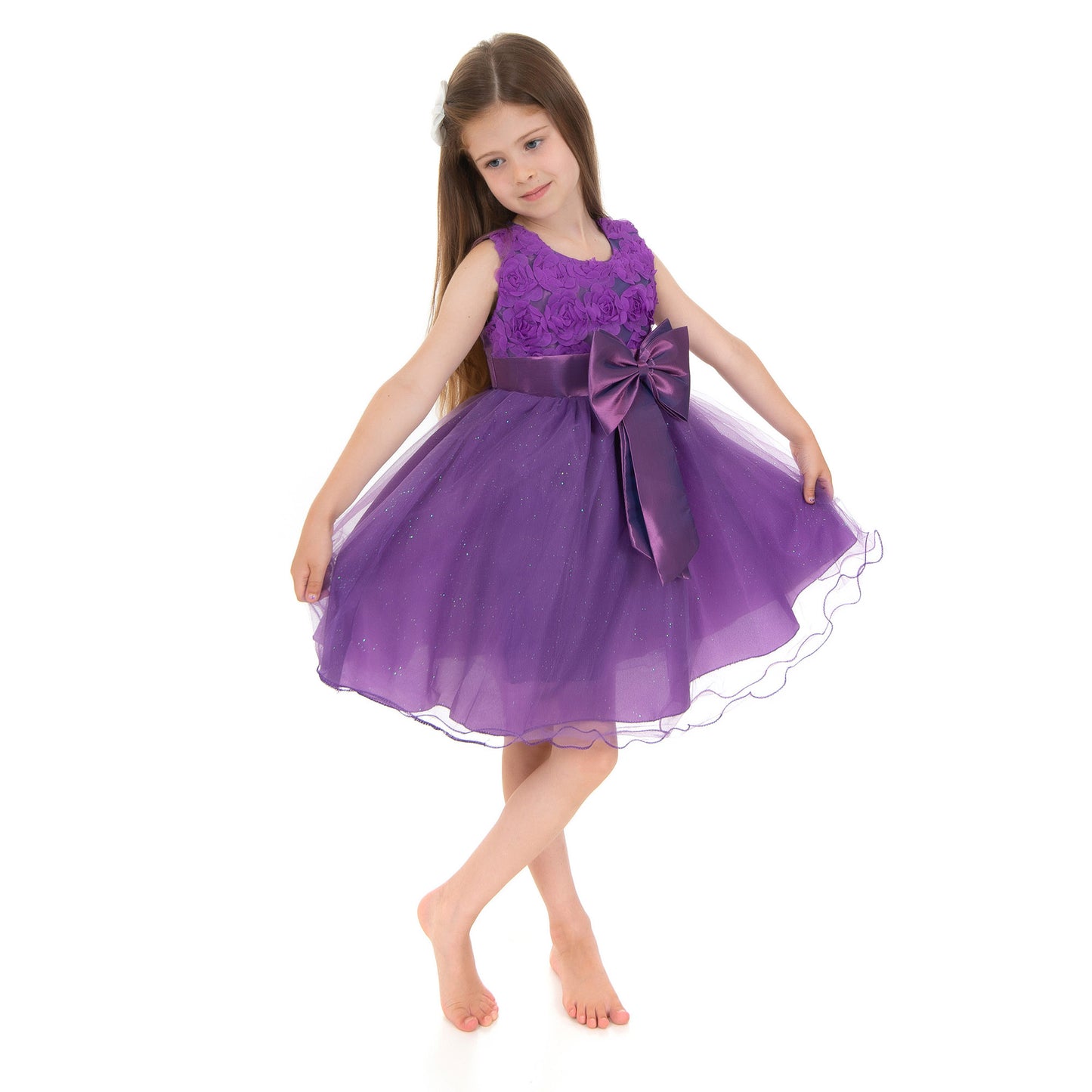 Purple Flower Applique Dress